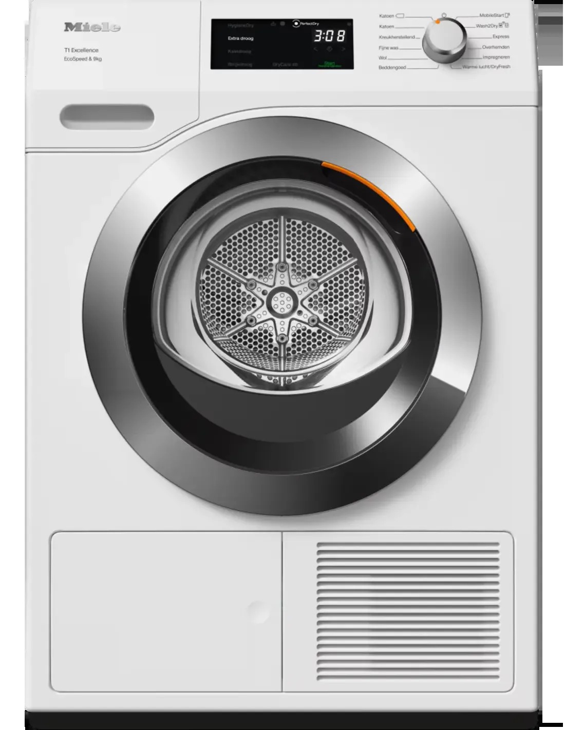 Miele Miele TEH795WP warmtepompdroger 9 kg Lotuswit wasdroger vooraanzicht