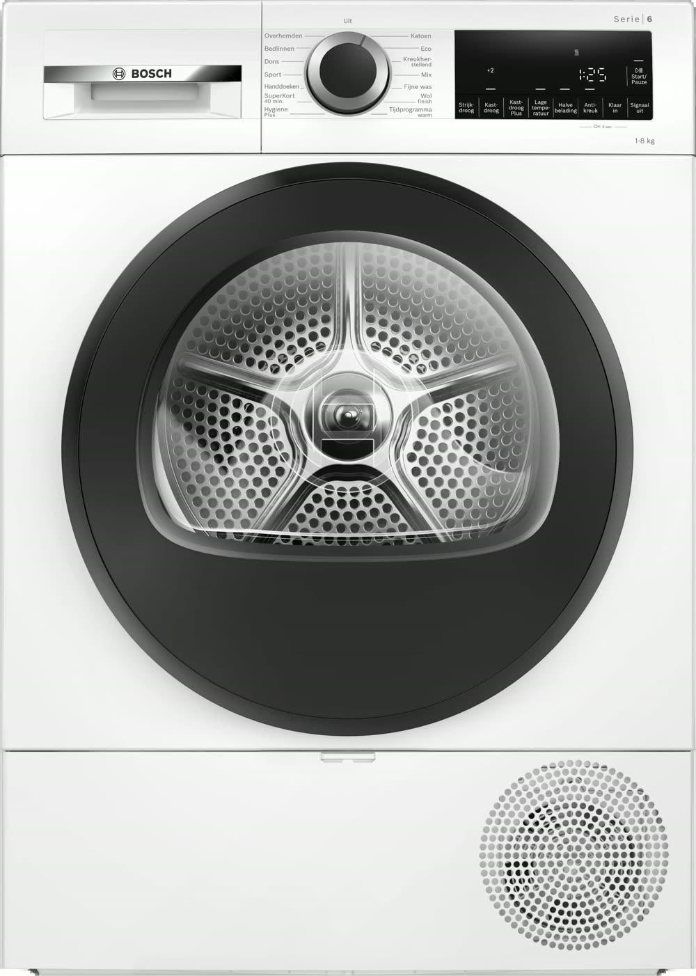 Bosch Bosch Serie 6 WQG133DANL warmtepompdroger 8 kg zwarte deur wasdroger vooraanzicht